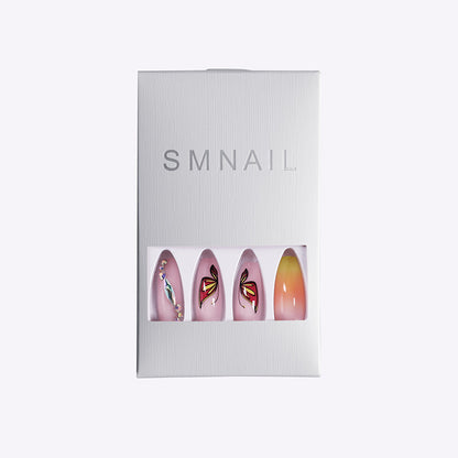 Collection Simple Yellow Gradient Fake Nails Yellow Ballet Shoes Shape Manicure Nail Nail Piece Box