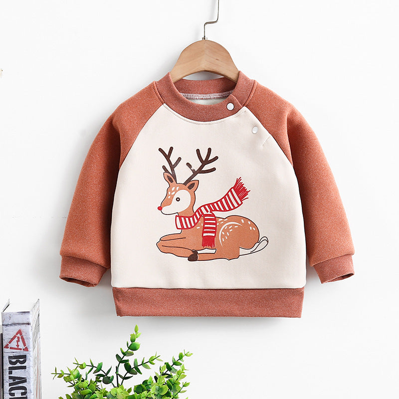 Long-sleeved pullover warm fleece thickened children's sweater