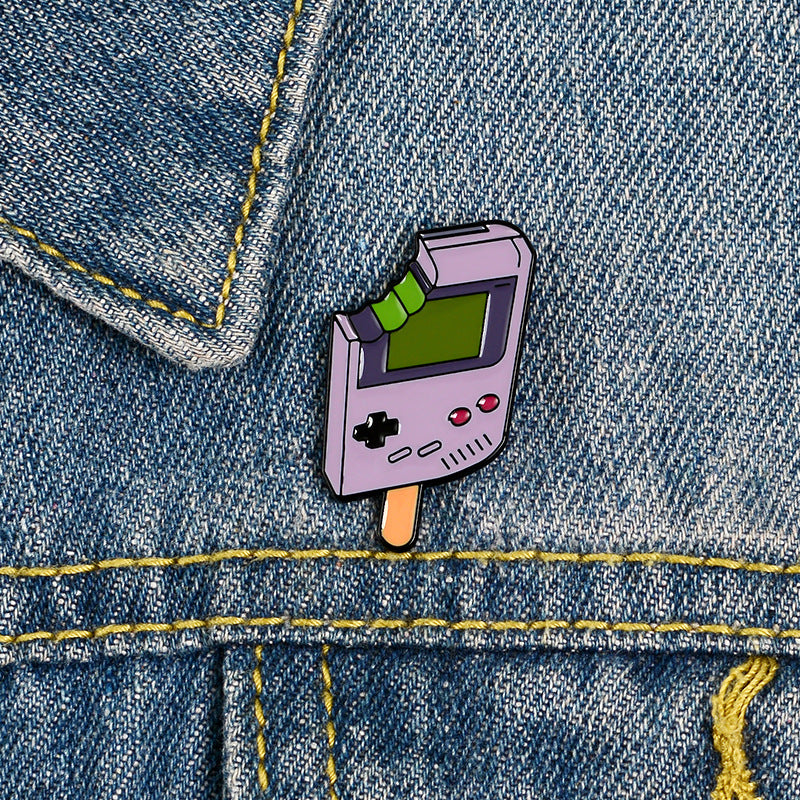 Popsicle Game Machine Dripping Brooch Creative Student Cartoon Badge Shirt Collar Pin