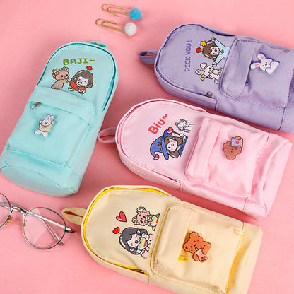 Multi-Purpose Large-Capacity Canvas Pencil Case Cute