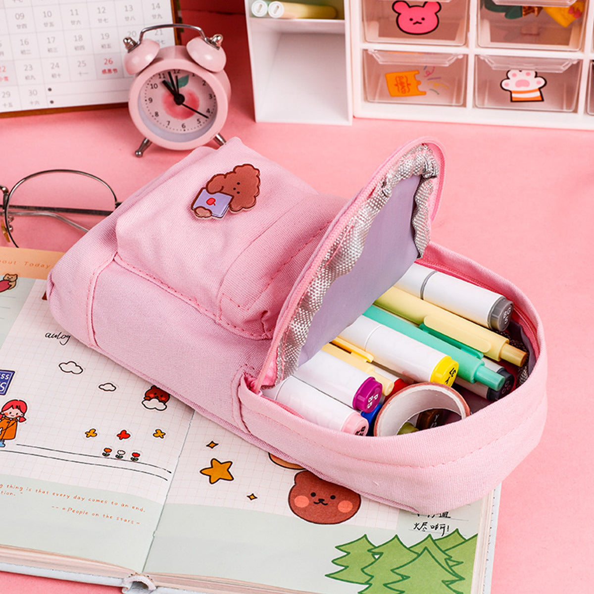 Multi-Purpose Large-Capacity Canvas Pencil Case Cute