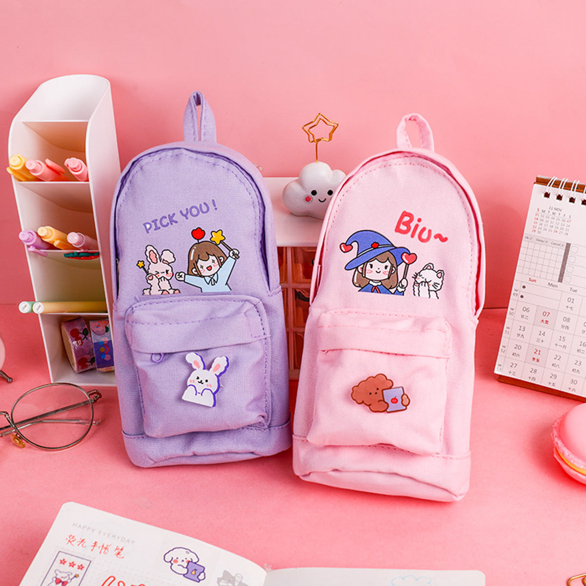 Multi-Purpose Large-Capacity Canvas Pencil Case Cute