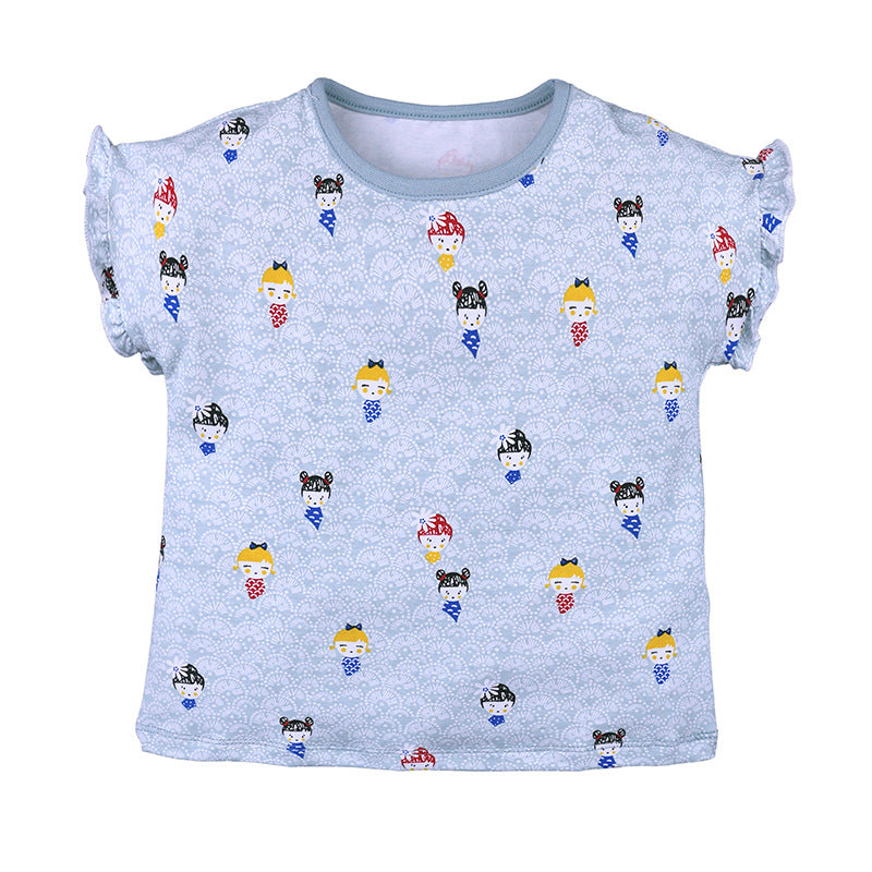 Knitted Cotton Men's And Women's Baby Short-Sleeved T-Shirt