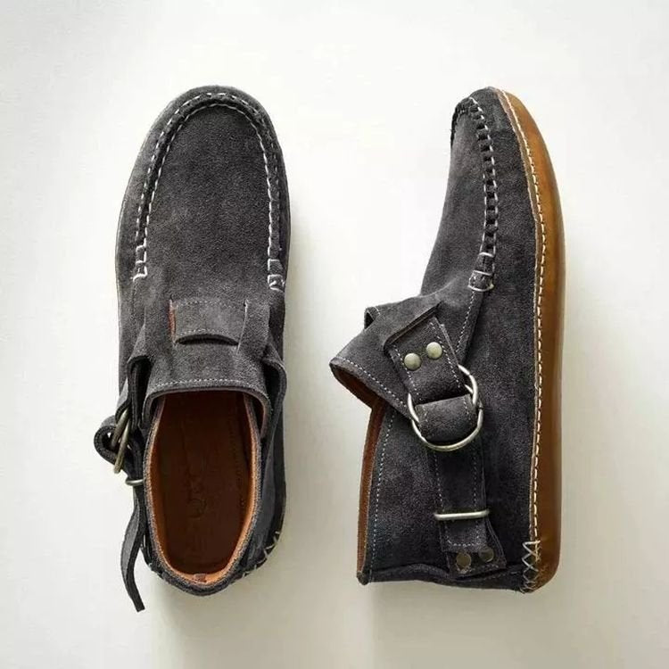 Flat High Top Martin Boots With Belt Buckle Single Shoes
