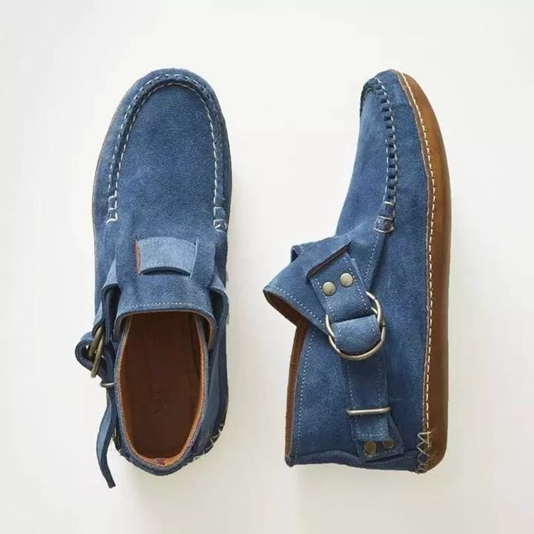 Flat High Top Martin Boots With Belt Buckle Single Shoes