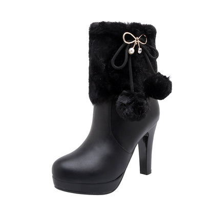 Women's Boots High-heeled Short BootsThick-heeled Large Size Women's Shoes