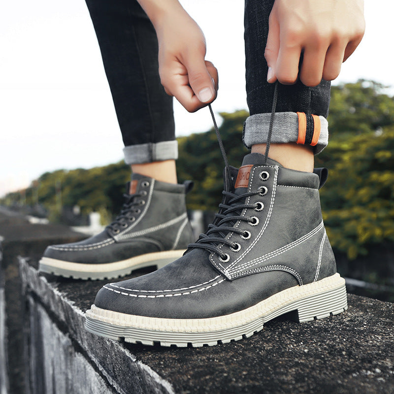 All-match British Style Desert Tooling Leather Boots