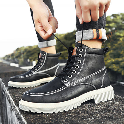 All-match British Style Desert Tooling Leather Boots
