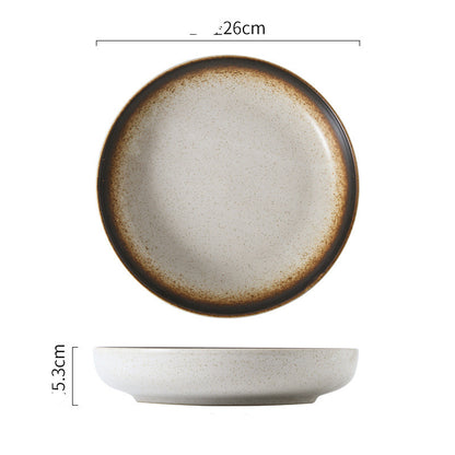 Japanese-Style Simple Tableware, Ceramic Dishes, Creative Salad Dishes, Deep Discs