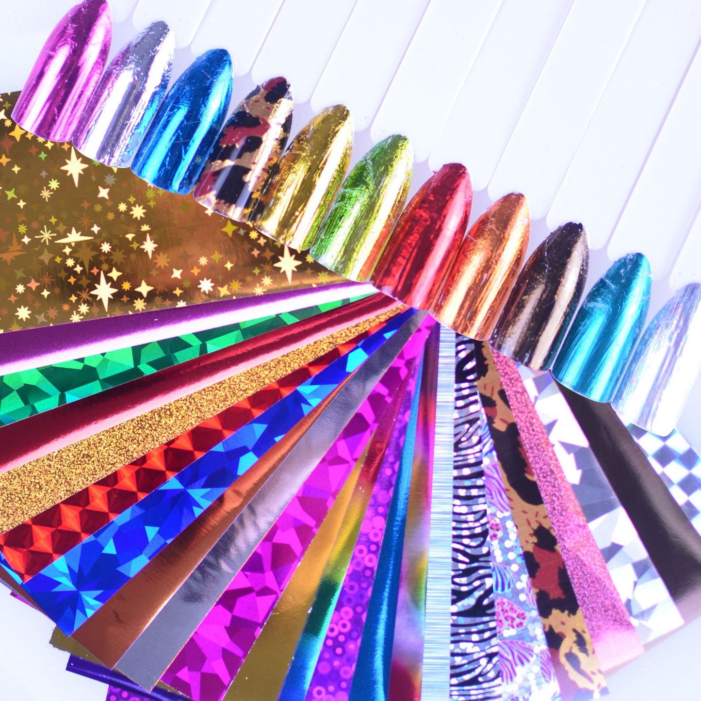 24 Sheets Nail Art Foils Laser Shinning Mixed Beauty Transfer Tips Sticker Craft DIY Universe Decorations