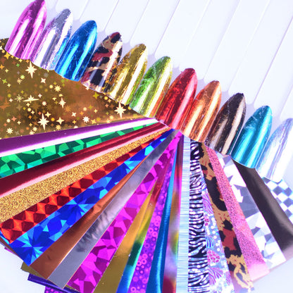 24 Sheets Nail Art Foils Laser Shinning Mixed Beauty Transfer Tips Sticker Craft DIY Universe Decorations