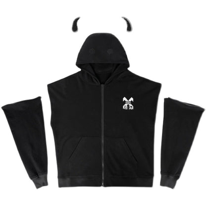 Spliced Zipper Coat Loose Hood