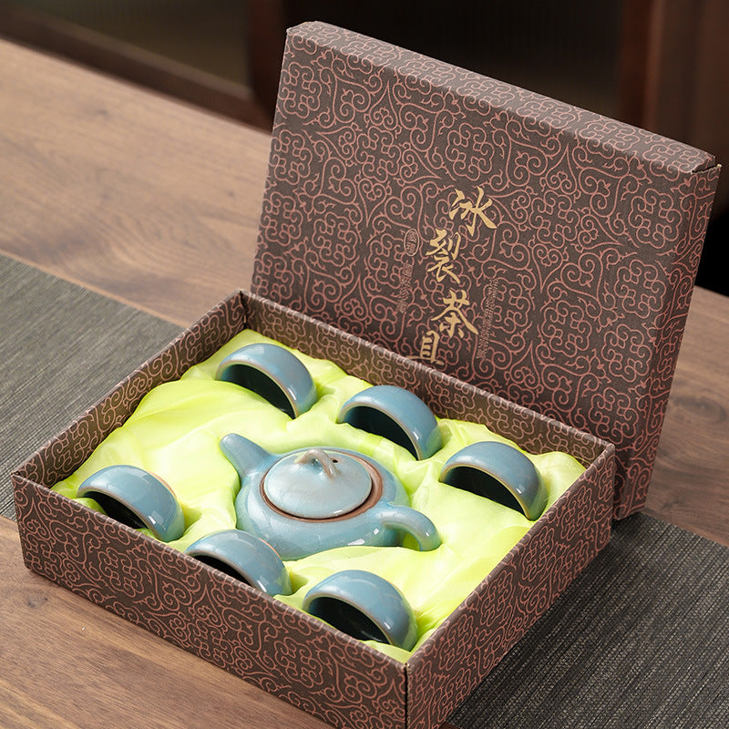 Colorful Ice Cracked Kung Fu Tea Set, A Complete Set Of Ceramics