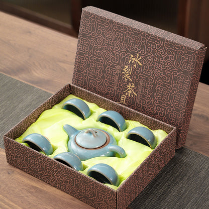 Colorful Ice Cracked Kung Fu Tea Set, A Complete Set Of Ceramics