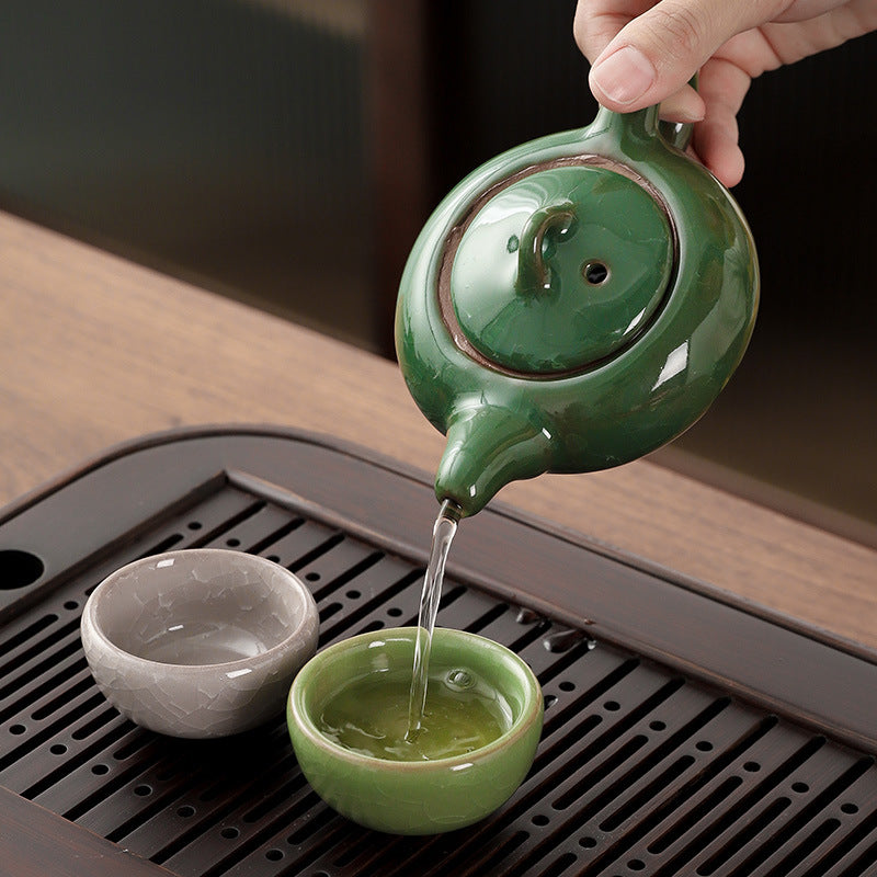 Colorful Ice Cracked Kung Fu Tea Set, A Complete Set Of Ceramics