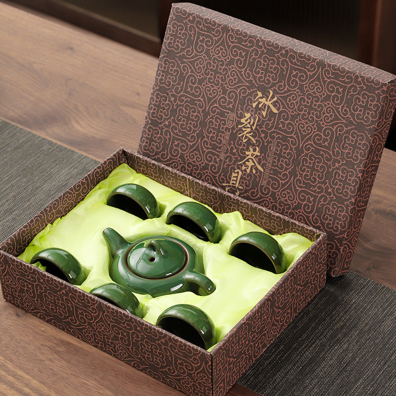 Colorful Ice Cracked Kung Fu Tea Set, A Complete Set Of Ceramics