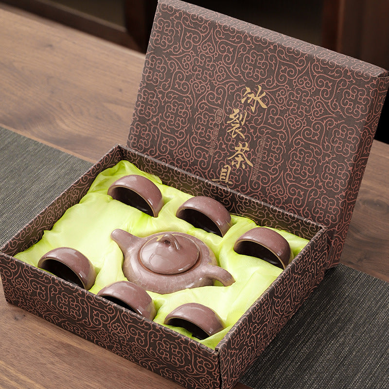 Colorful Ice Cracked Kung Fu Tea Set, A Complete Set Of Ceramics