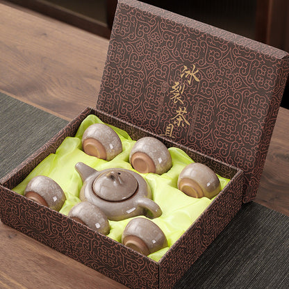 Colorful Ice Cracked Kung Fu Tea Set, A Complete Set Of Ceramics