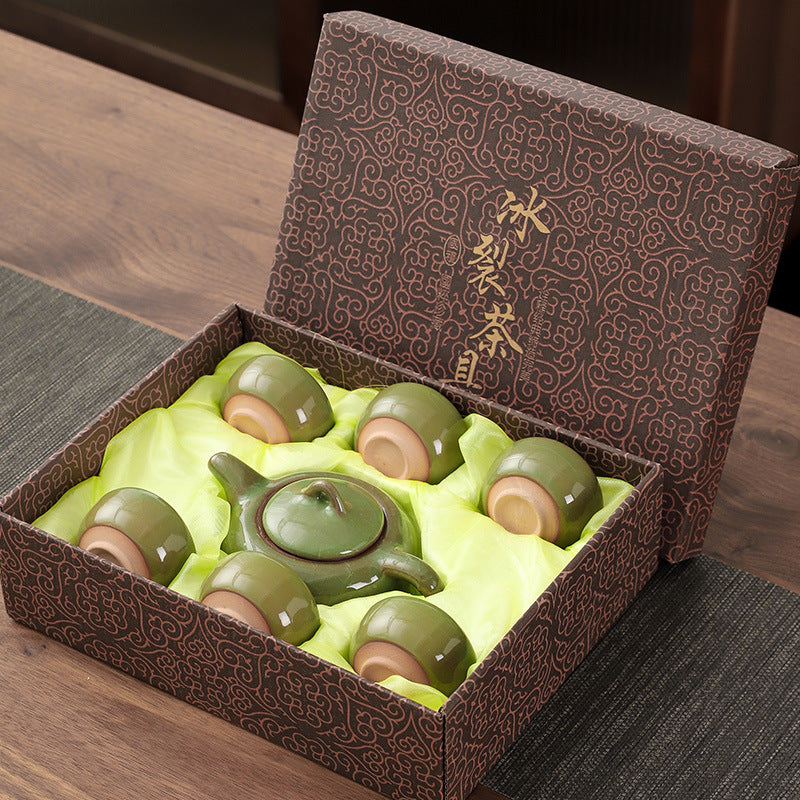 Colorful Ice Cracked Kung Fu Tea Set, A Complete Set Of Ceramics