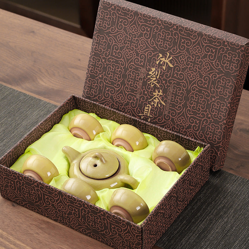 Colorful Ice Cracked Kung Fu Tea Set, A Complete Set Of Ceramics