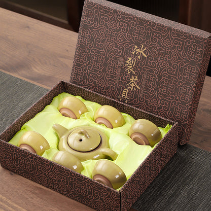Colorful Ice Cracked Kung Fu Tea Set, A Complete Set Of Ceramics