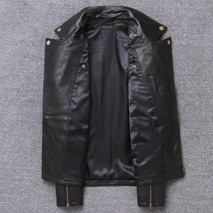 Lightweight Leather Leather Sheepskin Motorcycle Jacket Single Coat