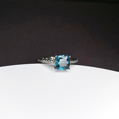 European And American Four Prong Sapphire Moissanite Diamond Ring