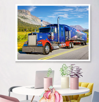 5D Diamond Embroidered Blue Truck Mosaic