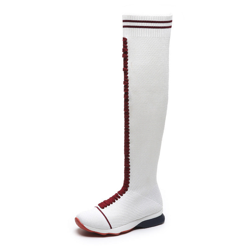 Autumn And Winter New Style Casual Flat-bottomed Thick-soled Knitted Stretch Socks Women's Boots