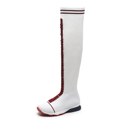 Autumn And Winter New Style Casual Flat-bottomed Thick-soled Knitted Stretch Socks Women's Boots