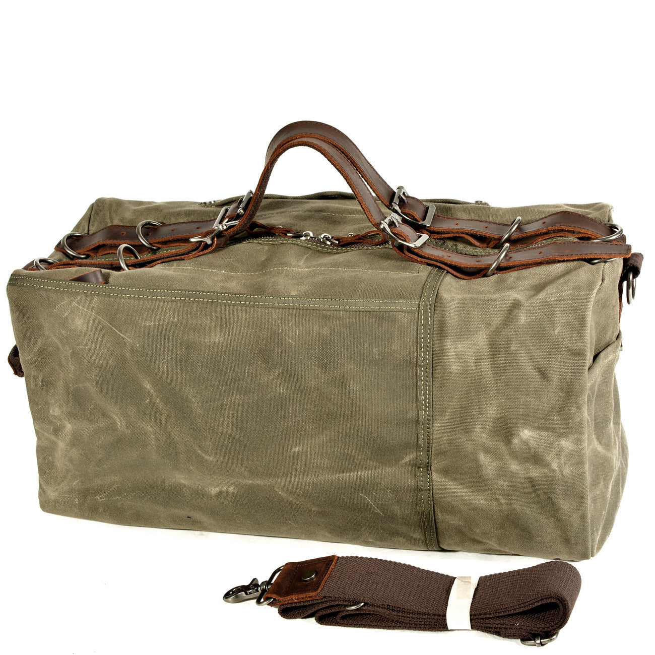 Distressed Thick Oil Wax Canvas Shoulder Handbag