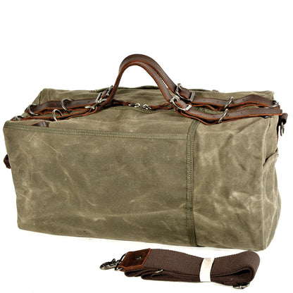 Distressed Thick Oil Wax Canvas Shoulder Handbag