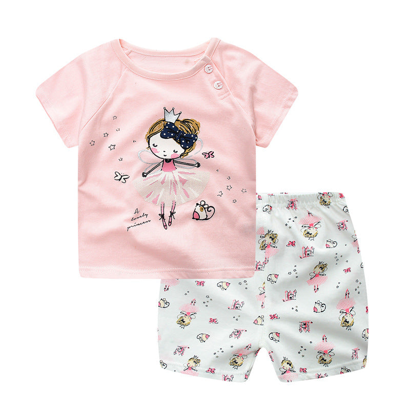 New Summer Children's Cotton Short-sleeved Suit Boys And Girls