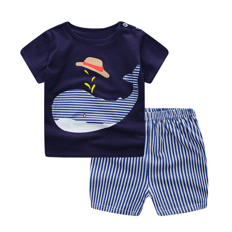 New Summer Children's Cotton Short-sleeved Suit Boys And Girls