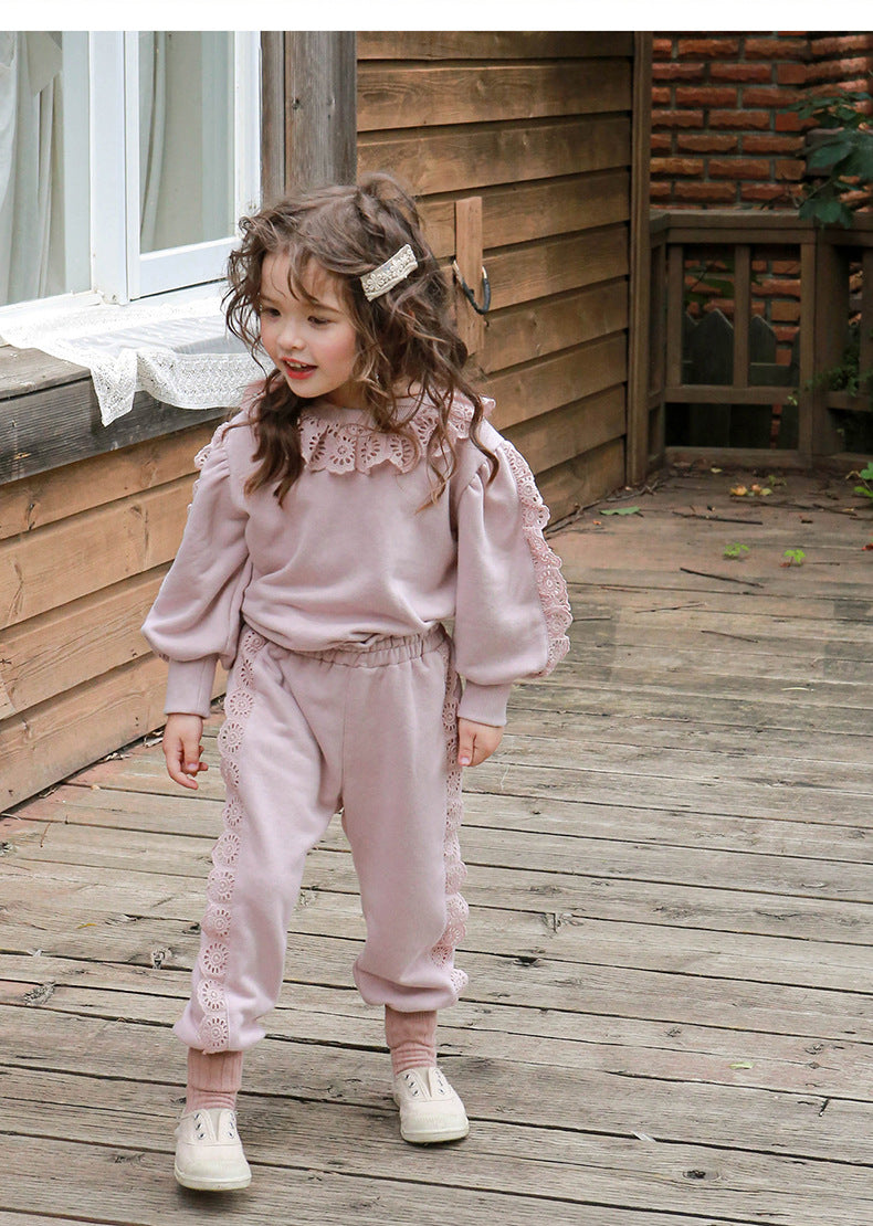Strawberry Shan Children's Girl Pullover Western Style Lace Loose Pullover Long Sleeve