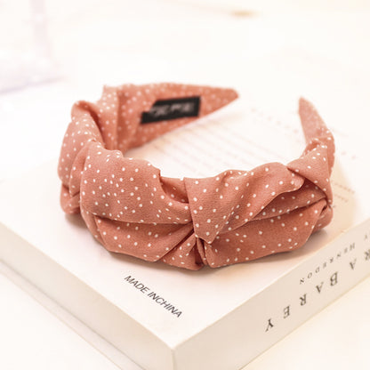 Polka Dot Headband Hair Accessories Simple Polka Dot Folds Wide Brim Headband
