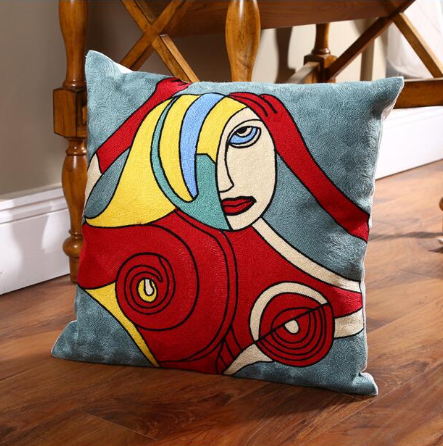 Picasso embroidered cushion cover