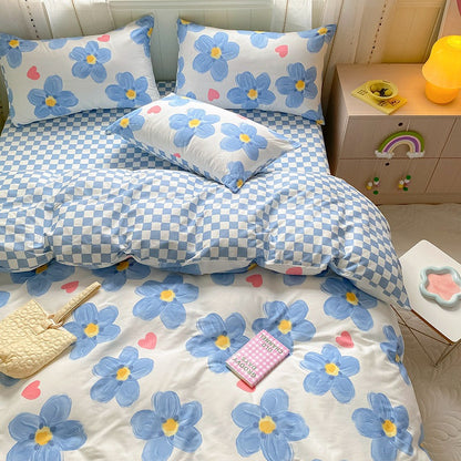 Printed Cartoon Girl  Quilt Cover Cotton Four-piece Bed Sheet