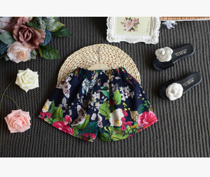 Children's clothing generation 2021 summer new girl Korean version of the tassel short-sleeved T-shirt plus floral shorts 2 piece suit shorts