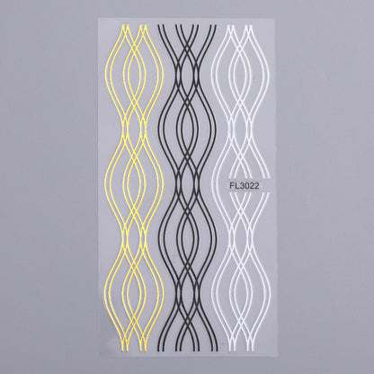 Nail Art 3d Hot Stamping Line Sticker Stripe Wave Adhesive Sticker