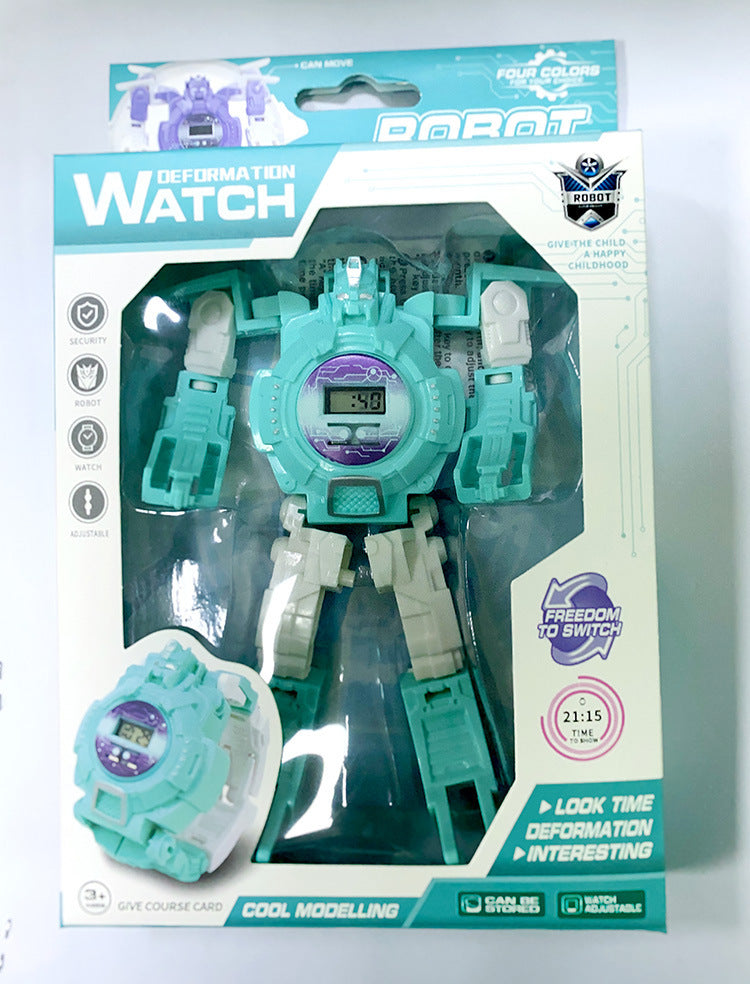 Electronic cartoon deformation robot watch