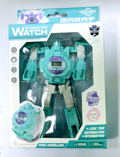 Electronic cartoon deformation robot watch