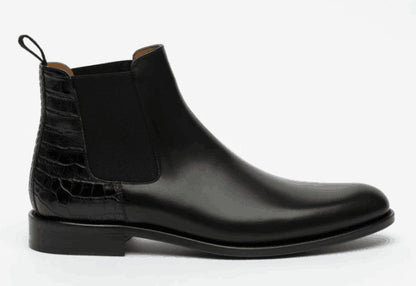 Casual leather stitching solid color single boots