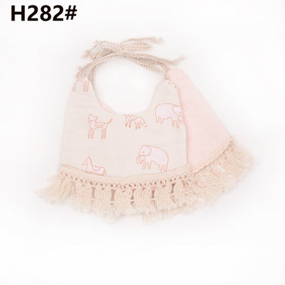 Cotton and linen two-layer saliva towel bib bib