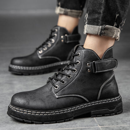 Men's High Top Round Toe Retro Work Boots
