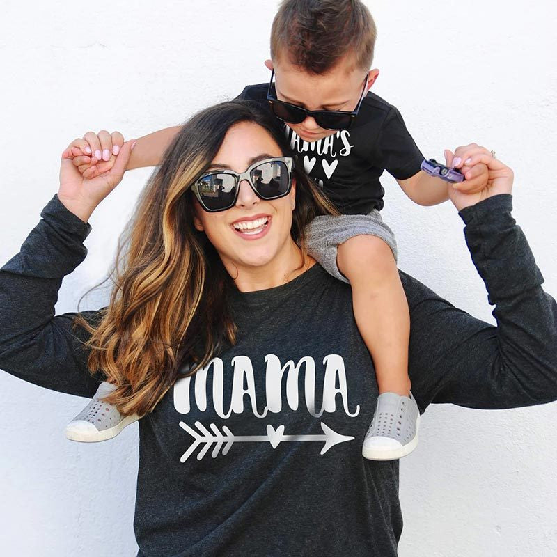Parent child Mama boy alphabet print Pullover