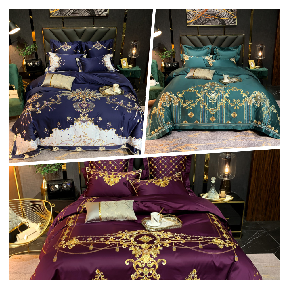 European style pure cotton cotton embroidery flower horse cotton four-piece six-piece suit