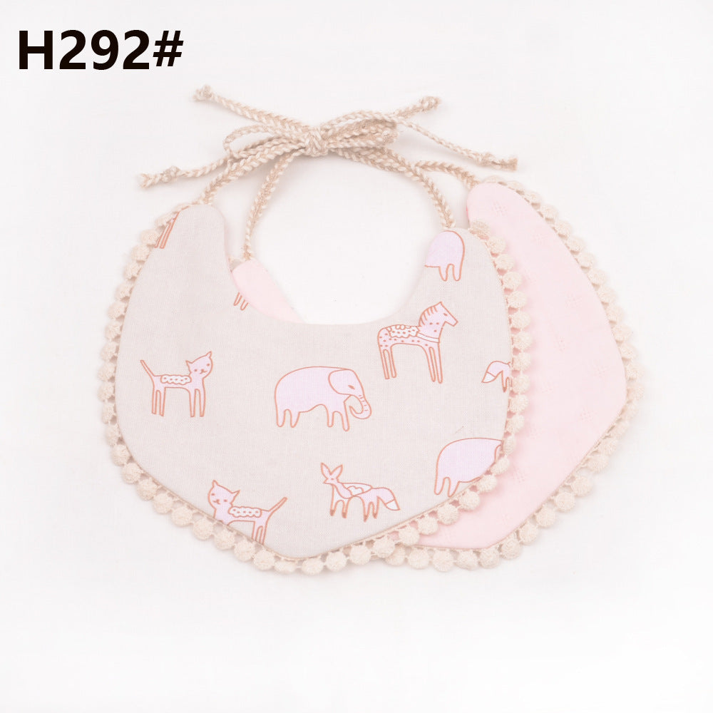 Cotton and linen two-layer saliva towel bib bib