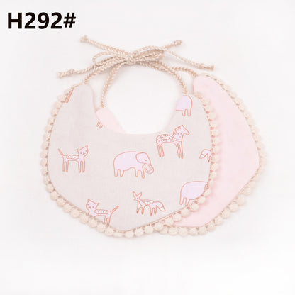 Cotton and linen two-layer saliva towel bib bib