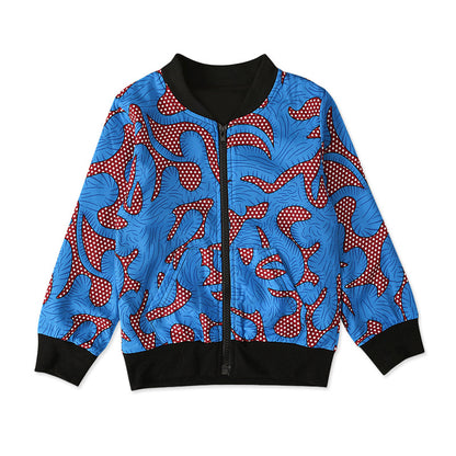 Bohemian print top zipper coat children's clothing